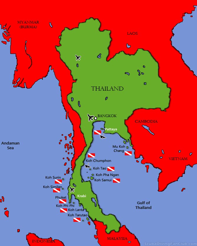 Thailand diving map