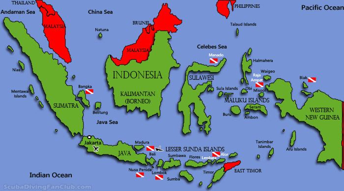 Indonesia diving map